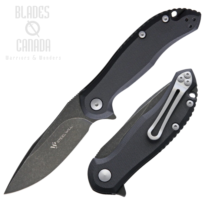 Steel Will Lanner Flipper Folding Knife, D2 Black, G10 Black, F35M-09